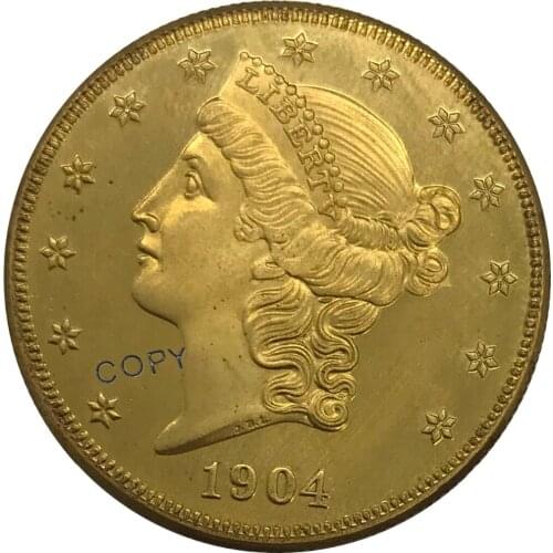 1904 United States 20 Twenty Dollars Liberty Head Double Eagle with motto Gold coin Brass Collectibles Copy Coin