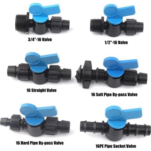 2pcs 16mm PE Pipe Connectors Mini Ball Valve Irrigation Drip Hose Nut Lock Connector Joints Hi-Quality Tube Pipe Water Switch