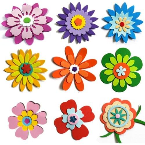 XICC 3D Art EVA Foam Flower Wall Stickers Mixed Pattern Puzzle Toys Early Kindergarten School Classroom Handmade DIY Material