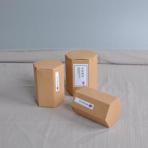 4*11+6cm 20Pcs/ Lot Brown Hexagon Kraft Paper Event Gift Pack Box For Candy Snack Biscuit Tea Package Retro Craft Paper Boxes