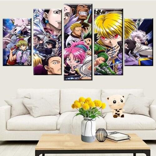 5 Pieces Hunter x Hunter Anime Movie Posters Wall Art Pictures Home Decor Canvas HD Paintings Accessories Living Room Decoration