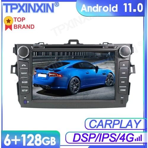 6+128G Android11 For Toyota Corolla 2007-2013 Car Multimedia Player GPS Navi Audio Stereo Screen DVD Head Unit Tape Recorder