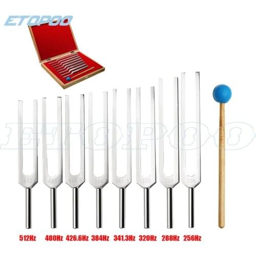 8Pcs/Set Aluminum Medical Tuning Fork Healing Sound Vibration Therapy 256Hz+288Hz+320Hz+341Hz+384Hz+426Hz+480Hz+512Hz