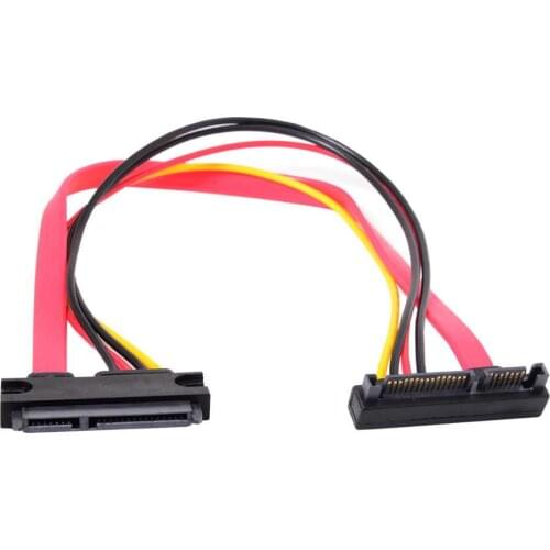 90 Degree Up Angled SATA III SATA 7+15 22 Pin SATA Male to Female Data Power Extension Cable 30cm