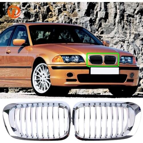 POSSBAY Car Front Bumper Center Grille Gloss Black Racing Grills for BMW 3-Series E46 M3 Coupe/Cabrio 1999-2007 Exterior Parts
