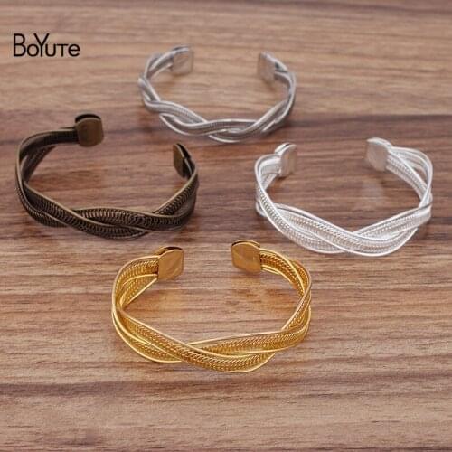 BoYuTe (10 Pieces/Lot) Metal Iron Twisted Bangle Bracelet Factory Supply DIY Handmade Materials Wholesale