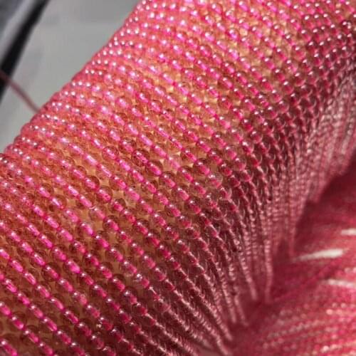 Natural Strawberry Crystal Light Blue Topaz Gemstone Beads 4mm Smooth Round for Silver 925 Jewelry Making DIY Necklace 15inch