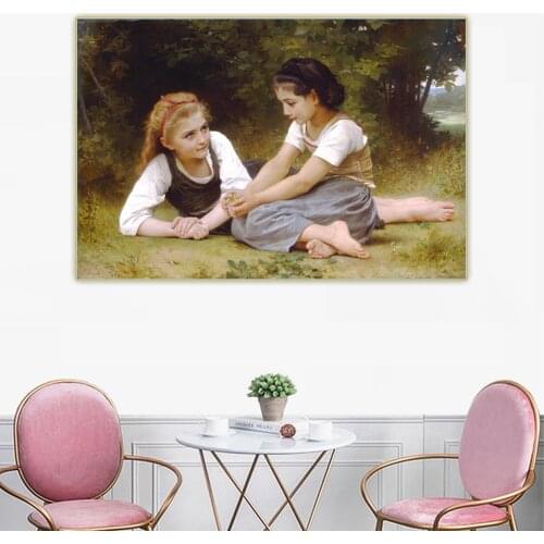 Citon William Adolphe Bouguereau《The Nut Gatherers》Canvas Art Oil Painting Artwork Picture Wall Decor Home interior Decoration