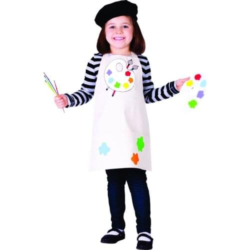 Kids Little Girls Talented Artist Professional Clothing Painter Fancy-Dress Halloween Cosplay Costume Carnival Role Play Clothes