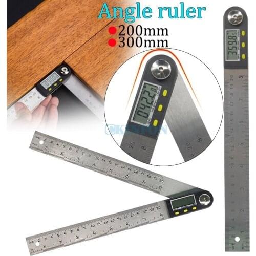 DHL 50pcs 200 300 Mm Stainless Steel Digital Angle Ruler Finder Meter Protractor Inclinometer Goniometer Angle Gauge Angle Ruler