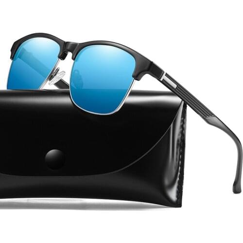 FONDYI Classic Design Retro Semi Rimless Polarized Sunglasses Women Man Half Frame Fashion Sun Glasses with Case