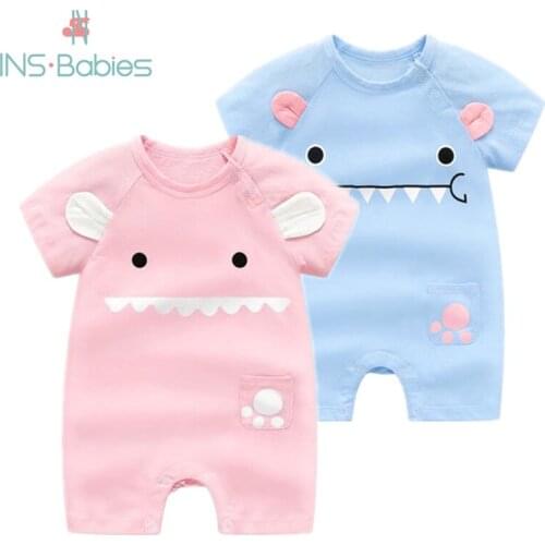 Hot Sale!baby Summer Cotton Short-sleeved Jumpsuit 0-2 Years Old Children Climbing Thin Clothes Baby Boys Girls Animal Rompers