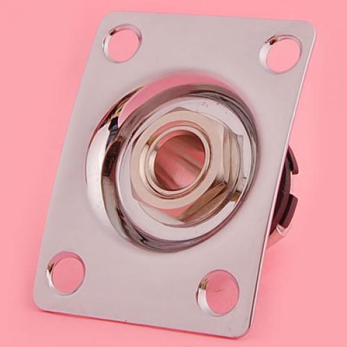 Chrome Plated Square Output Plate and Jack for Electric Guitar
