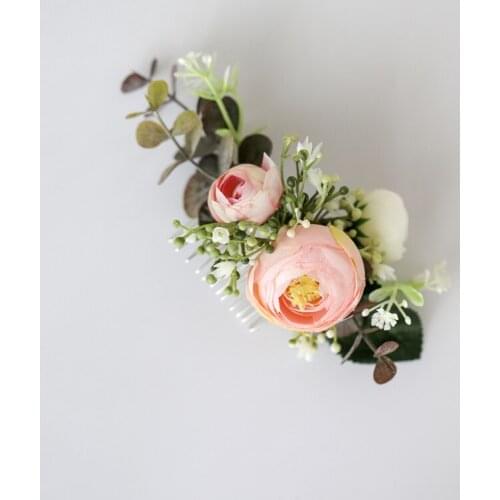 Jonnafe Woodland Pink Floral Bridal Hair Comb Accessories Handmade Wedding Jewelry Flower Girl Headpiece