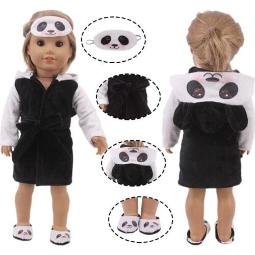 Panda Doll Costume with Panda Style Sleeping Bag, Pillow, Eye Mask Slumber Party Accessories Fits 18Inch American Girl Doll