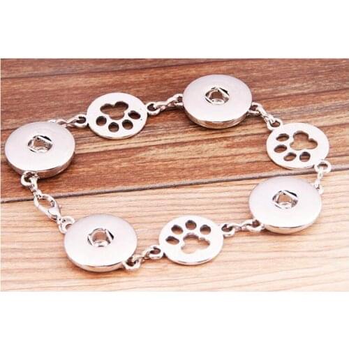Fashion Charming Footprint snap bracelet bangle 20cm fit 18MM snap buttons jewelry wholesale SG0155