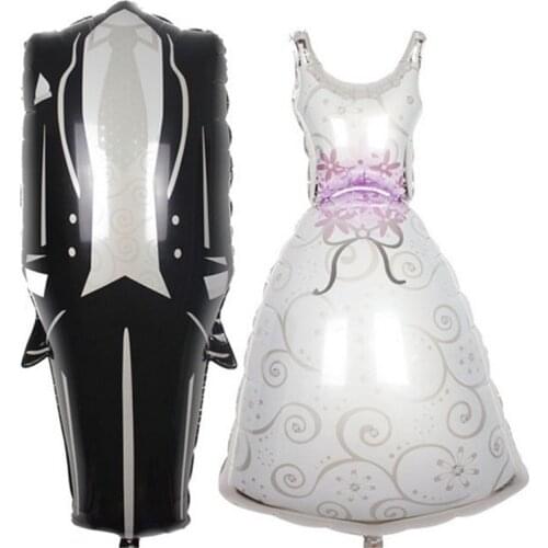 New Arrivals 108*64cm Large Size Groom Suit Foil Balloon/Bride Dress Wedding Decoration Inflatable Air Balloon Party Supplies