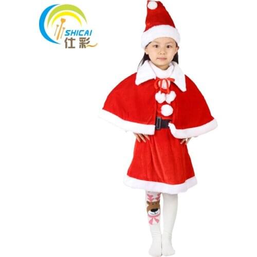 2019 new style childrens shawl dress Santa Claus costume Christmas show dress men and women models costumes costume suits