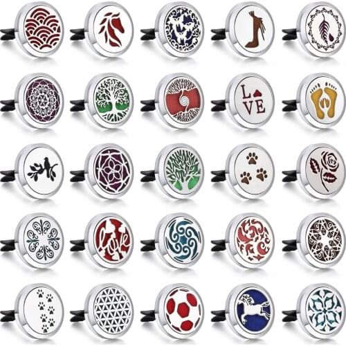 New Tree of Life Aromatherpay Necklace Pendant Aroma Diffuser Lockets Car Perfume Diffuser Air Freshener Vent Clips Dropshipping