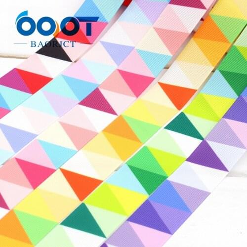 OOOT BAORJCT 1730667 , 1'' 25MM geometry Printed grosgrain ribbon, DIY handmade Hair accessories Material wedding gift wrap