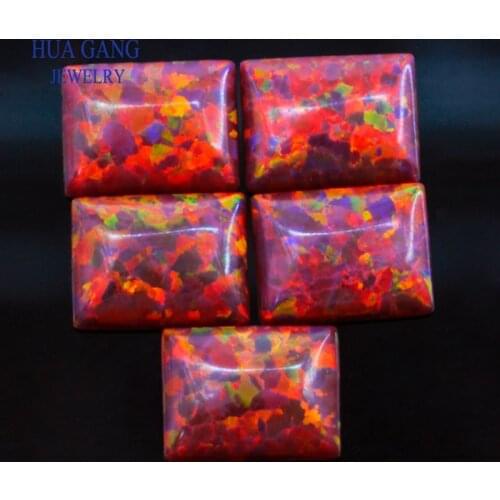 OP45 Opal Loose Stones Rectangle Shape Base Cabochon Created Opal Beads Semi-Precious Stones For Jewelry Making 3x5mm-10x14mm