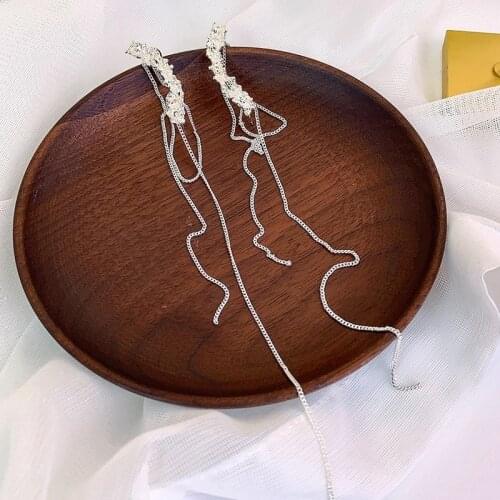 Origin Summer Statement Irregular Geometric Clip Earring for Women Girls Long Tassel Metallic Chain Wedding Earring Jewelry