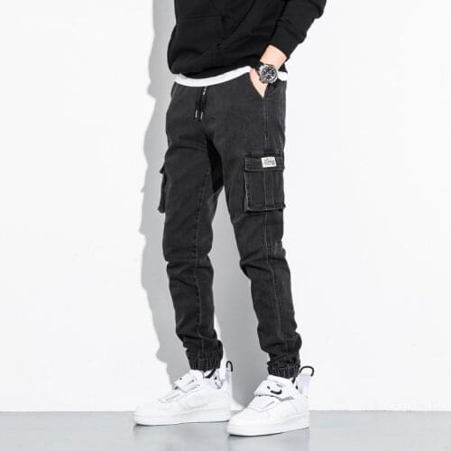 Autumn Spring Elastic Waist Jeans Mens Large Size Loose Harem Pants Tide Oversized Elastic Slim Cropped Ankle-length Pants 8XL