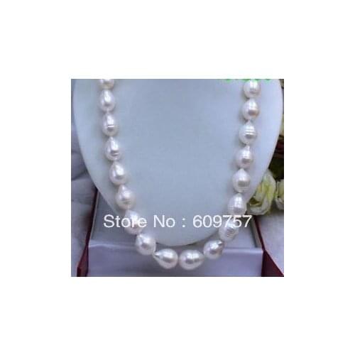 Use Natural Pearl NECKLACES 35" Natural 11-13mm Genuine Cultured White BAROQUE Pearl Necklace -jewelry