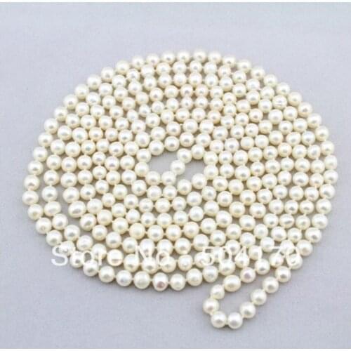 Popular 6-7MM White Freshwater Pearls Necklace 90" Length Wedding Jewelry Wholesale