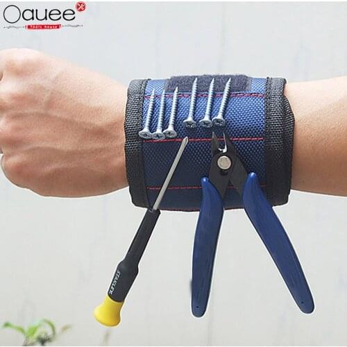 Polyester Magnetic Wristband Portable Tool Bag Electrician Wrist Tool Belt Screws Nails Drill Bits Holder Repair Tools