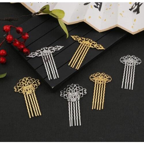 1pc Teeth Comb Fligree Flower Hair Stick Pin Clip Blank Base Hairpin For Jewelry Making DIY Handmade Bride Tiaras Crown Headwear