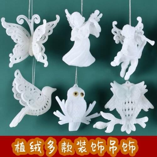 Christmas decorations PVC flocking creative ornaments Christmas tree scene arrangement angel snowflake pendant pendant