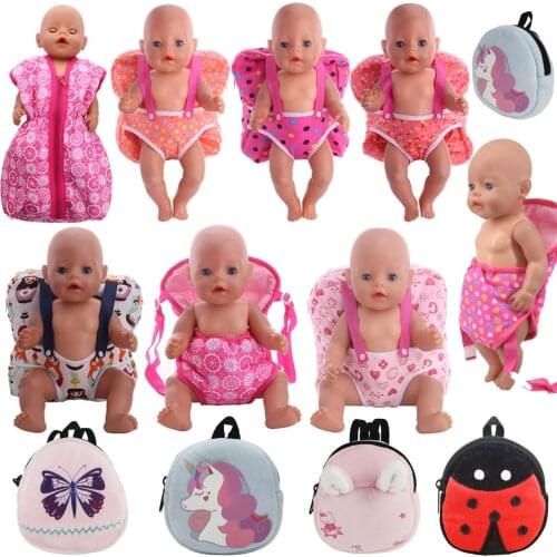 Doll Backpack Kitty Unicorn Travel Bag Fit 18 Inch American&43Cm Baby New Born Zaps Doll Reborn Logan Boy Generation Girl`s Toy