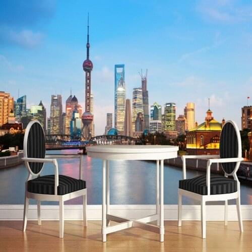 Dropship Colomac Blue Wallpaper Shanghai Night View Beautiful Neon Modern Wallpaper Decoration Mural Bedroom Papier Peint 3d