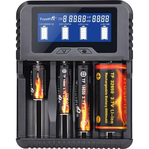 TrustFire TR-020 4 Slots Battery Charger 18650 Multi-function Li-ion AA/AAA Smart Charger for 18650/26650/6F22/16340/9V Battery