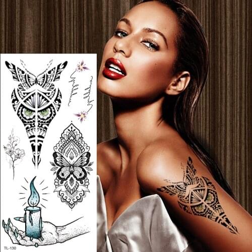 Temporary sticker tattoo henna pattern sticker indian mandala temporary tattoo sticker black lace tatoo for women tattoos sexy