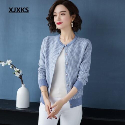 XJXKS 2020 autumn new knitted small coat women sweater high-end wool comfortable women single-breasted cardigan