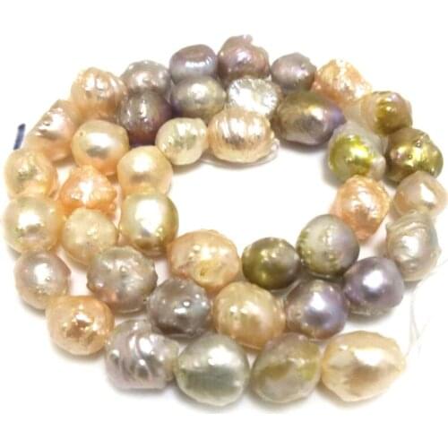 16 inches 10-11mm Natural Multicolor Drusy Baroque Freshwater Pearl Loose Strand