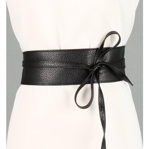 Fashion Women Belt Circle Soft Leather Bowknot Body Shaping Bands Wide Belts All Match Dress Red Black Silver Brown Waist Belt