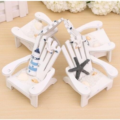 1PC Simple Style Wooden Mini Beach Chair Nautical Decor Wood Decoration Home Decor Prop Wedding Decoration