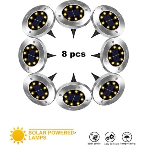2-8pcs 8 led Super Solar Power Buried Light Ground With 16LED 2V/100mA Lamp Outdoor Path Garden Decking Underground Lamps Dropsh
