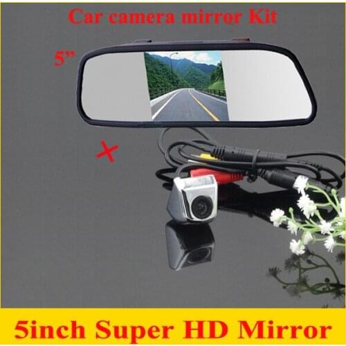2 in 1 HD CCD rear view Camera + 5" HD Car Mirror Monitor rear view mirror monitor CCD car parking camera back up camera