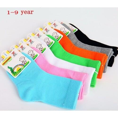 4 pairs Children Socks Spring&Autumn Candy Color Cotton Girls Socks With Boys Socks Kids Socks 1-9 year