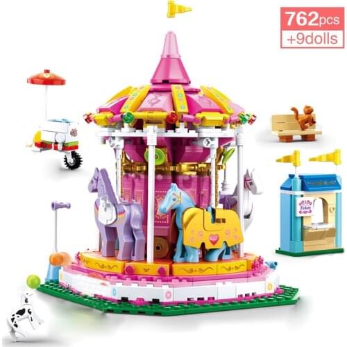 762Pcs Friends Amusement Park Carousel Building Blocks Girls Colorful Dream Playground Model Bricks Toys for Girls Birthday Gift