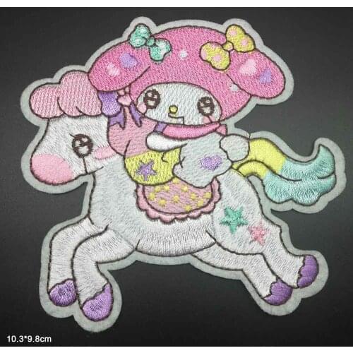 Lovely Cartoon Girl With Pink Hat Iron on Embroidered Cloth Patch For Girls Boys Clothes Stickers Apparel Garment Accessories