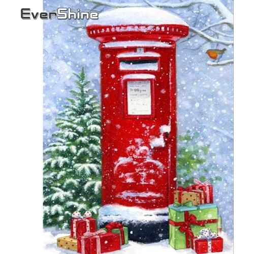 EverShine Diamond Art Painting Landscape Picture Of Rhinestones Diamond Mosaic Christmas Needlework Winter Home Decorations