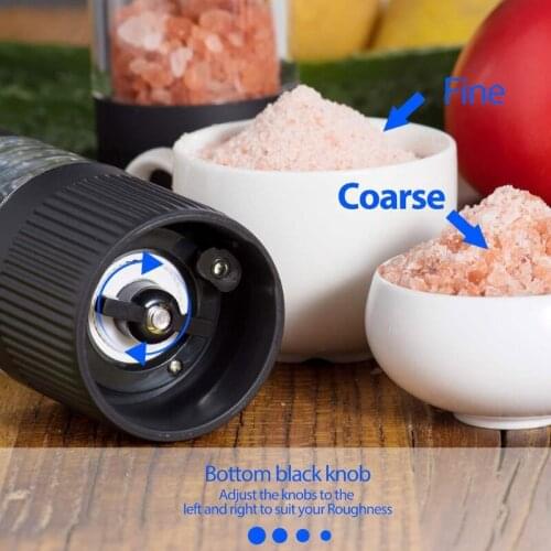 2 Pcs Automatic Salt Pepper Grinder Set Electric Plastic Ceramic Burr Mill for Herb Pepper Spice Grinding Gadgets