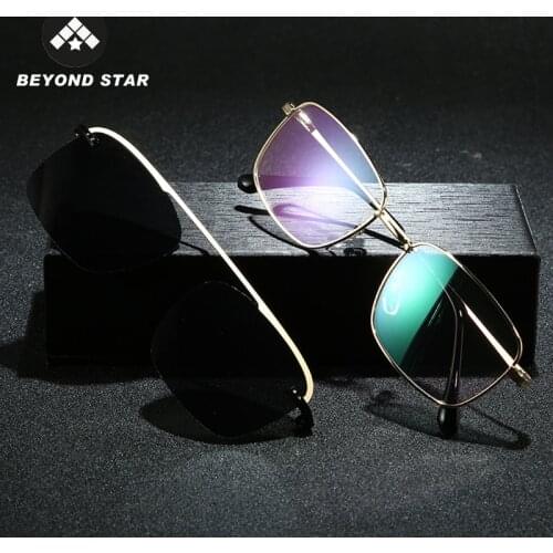 BEYONDSTAR Fashion Rectangular Magnet Clip Man Sunglasses Brand 2019 Square Driving Clear Glasses Polarized For Men Gafas G2063