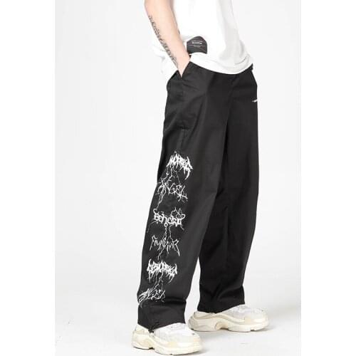 Summer Harem Jogger Pants Men Elastic Waist Lightning Pattern Track Trousers Fashion Loose High Quality Thin Sweatpants Male