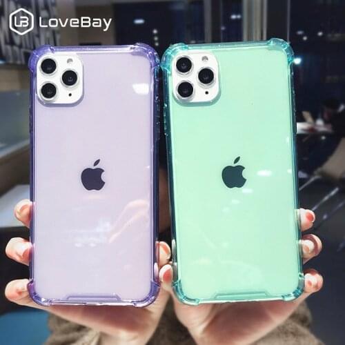 Lovebay Clear Shockproof Phone Case For iPhone 11 12 Pro SE 2020 X XR XS Max 7 8 6 6s Plus Solid Candy Soft TPU Silicone Cover